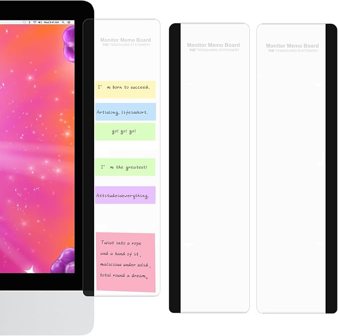 Monitor Memo Board - Multifunction Computer Transparent Side Panel Creative Desktop Easy to Use Suitable for Home Office Left and Right (2pcs)