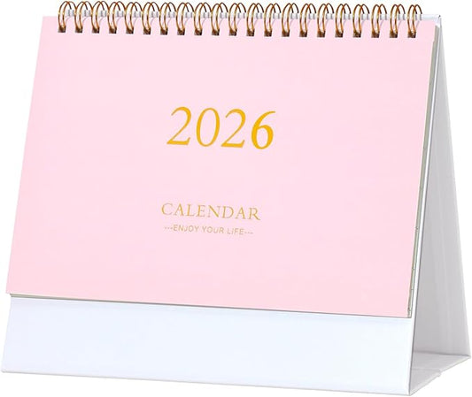 Small Desk Calendar 2026-2027, Monthly Desktop Calendar from Now to Jun 2027- Monthly Theme Design, Standing Flip Desk Calendar for Home Office School (pink)