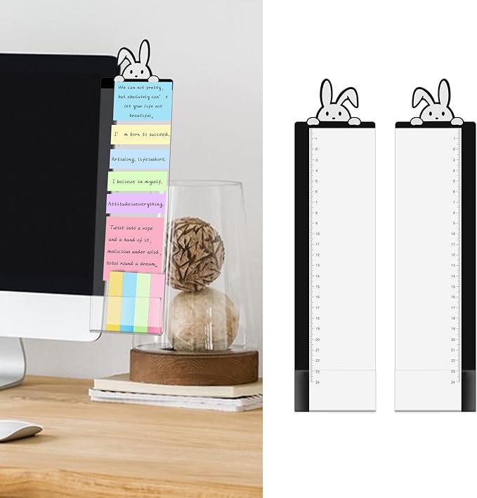 Office Desk Accessories 2pcs Multifunction Computer Monitor Memo Board - Transparent Computer Side Panel Memo Creative Monitor Side Panel Suitable for Office Home Desktop (Monitor Memo Board 9)