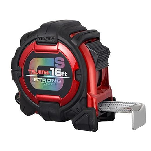 TAJIMA Tape Measure - 16 ft x 1 inch GS-Lock Measuring Tape with Shock Resistant Case & Acrylic Coated Blade - GS-16BW