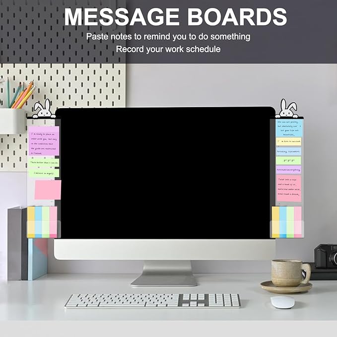 Office Desk Accessories 2pcs Multifunction Computer Monitor Memo Board - Transparent Computer Side Panel Memo Creative Monitor Side Panel Suitable for Office Home Desktop (Monitor Memo Board 9)
