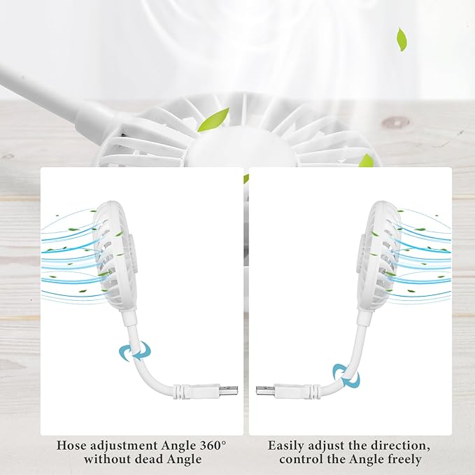 2 Pcs USB Fan Mini Portable Fan for 360 Degree Rotation USB Desk Fan Small Personal Fan Compatible with All USB Outputs Such as Laptop/Power Bank/Plug for Travel Commute Office Camping