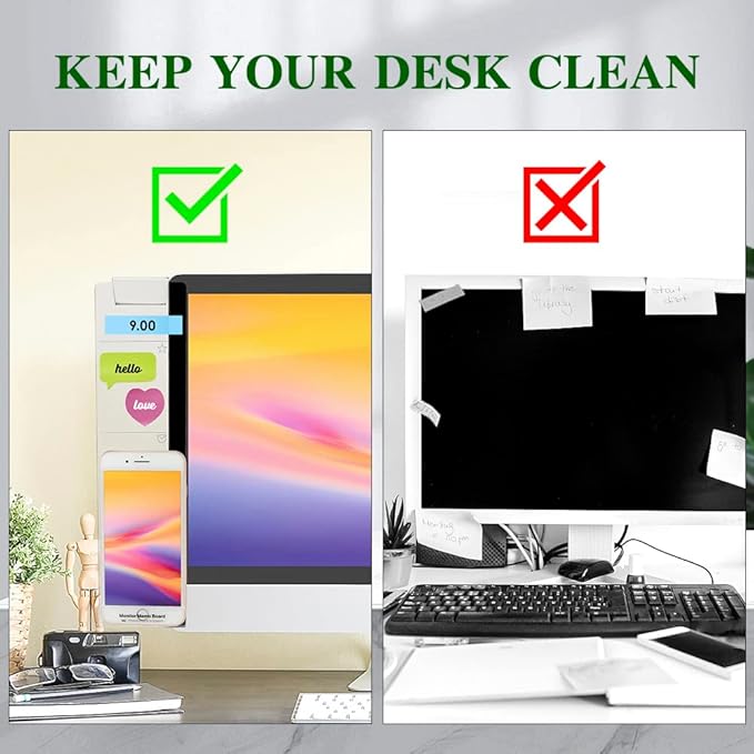 Office Desk Accessories Computer Monitor Memo Board Multifunction Message Board Computer Sticky Note Holder Office Supplies Phone Holder Left and Right 2pcs Suitable for Office Home Work Desk