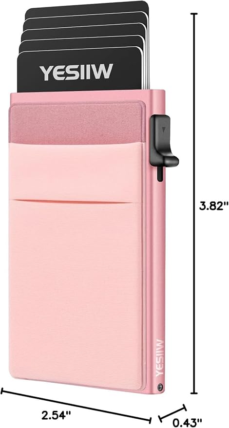 YESIIW Credit Card Holder Wallet for Men RFID Blocking Slim Minimalist Metal Wallet with Money Pocket Contactless Card Protector