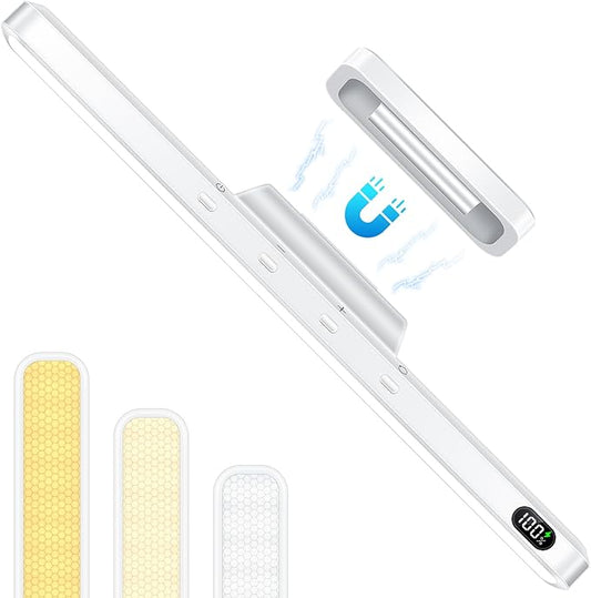 WILLED 5W Vanity Lights for Mirror, Eye-Friendly Mirror Light, 2500mah Rechargeable Under Cabinet Lights with Battery Display, Button Control Magnetic Light Bar for Closet, Bathroom and Desk