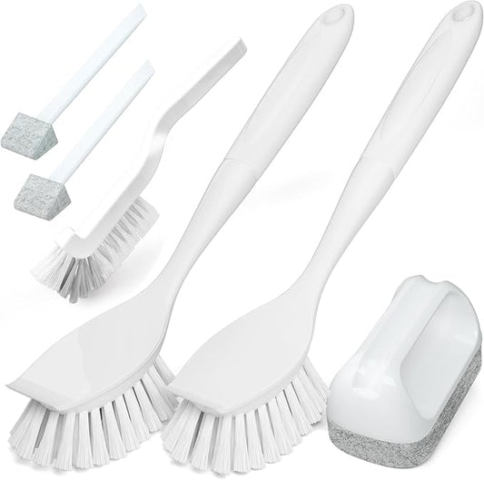 Holikme Cleaning Brush Set, Scouring Pad for Cleaning, Groove Gap Brushes for Pot, Pan, Kitchen Sink, Wire Brushes (White)