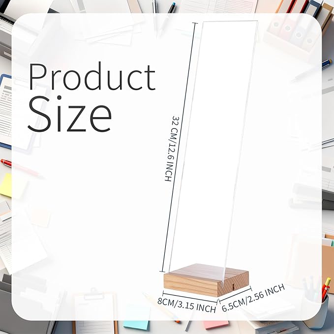 Monitor Memo Board with Removable Wooden Base Acrylic Portable Sticky Note Holder for Computer Monitors Office Desk Accessories, No Screen Damage, Fits Any Laptop and Desktop (2 Pcs)