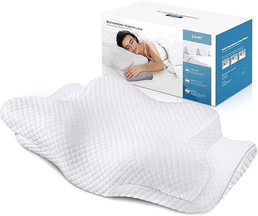 ZAMAT Adjustable Cervical Memory Foam Pillow, Odorless Neck Pillows for Pain Relief, Orthopedic Pillows for Sleeping with Cooling Pillowcase, Bed Support Pillow for Side, Back, Stomach Sleeper