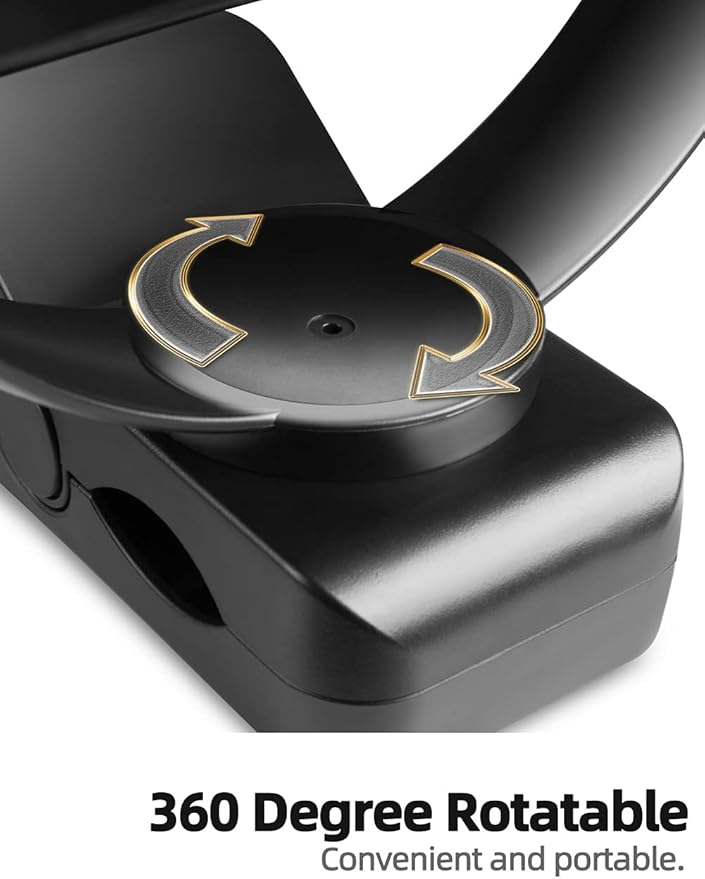 Viniper 6 inch Rechargeable Clip on Fan, 5000mah Battery Desk Fan : 360° Rotation & 3 Speeds Strong Wind Portable Fan, 8-30 Working Hours, Quiet and Powerful (Black)