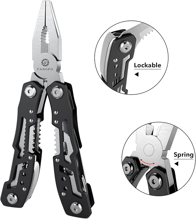14-In-1 Multitool with Safety Locking, Professional Stainless Steel Multitool Pliers Pocket Knife, Bottle Opener, Screwdriver with Nylon Sheath ，Apply to Survival,Camping, Hunting and Hiking 1 Pcs