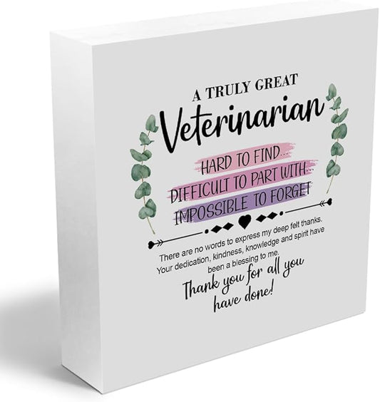 Veterinarian Gifts Wooden Box Sign Wall Decor Wooden Plaque Sign Vet Tech Gifts Thank You Gifts Veterinary Gifts Office Hospital Living Room Bedroom Home Decor Desk Shelf Table Decor Retirement Gifts