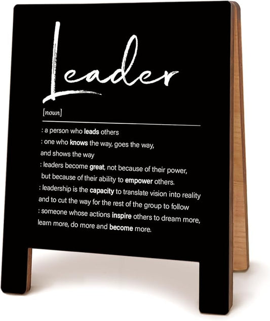 Leader Gifts Desk Sign, Thank You Appreciation Gifts for Mentor Supervisor Boss, Leadership Gift, Leader Wooden Plaque Sign for Office Cubicle Accessories Decoration
