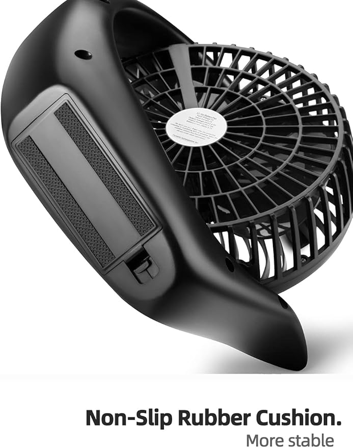 Viniper 8.7 inch Portable Rechargeable Fan, Small Table Fan : 180 Rotation and 3 Speeds Strong Wind Quiet Desk Fan, Long Working Hours for Home Outdoor (Black, Light Black Blade)