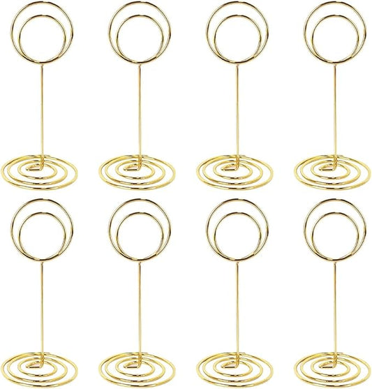 20 Pcs Metal Wire Place Card Holders Table Number Holders Stands Wedding Table Card Clips Office Memo Holders Table Top Photo Holders for Pictures Golden