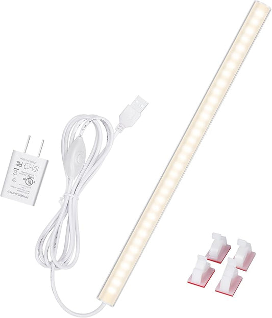 Under Cabinet Lights, 12 Inch Dimmable LED Under Cabinet Lighting, Natural White 4000K, Slim Under-Counter Light Fixtures with Memory Function, Under Counter Lights for Kitchen, Desk Light Bar