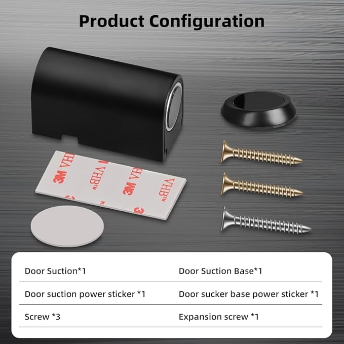 Windproof Magnetic Door Stoppers, Punch-Free Mechanical Floor Door Stop, Adjustable Height for Door Gaps, Heavy Duty Door Holder to Keep Door Open, No-Drill/Screws, Black Matte