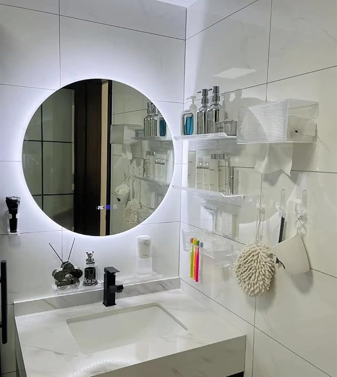 ROYALITA 17 Inch Acrylic Bathroom Shelf Organizer Over The Faucet, Bathroom Sink Rack Over The Sink Shelf, Countertop Organizer Kitchen Above Faucet