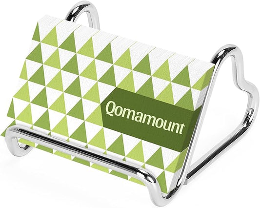 Qomamount Business Card Holder,Cute Heart-Shaped Metal Card Display Stand,Vertical Desktop Name Card Organizer,Small Phone Stand & Photo Holder for Office,Wedding,Reception,Exhibition(Sliver)