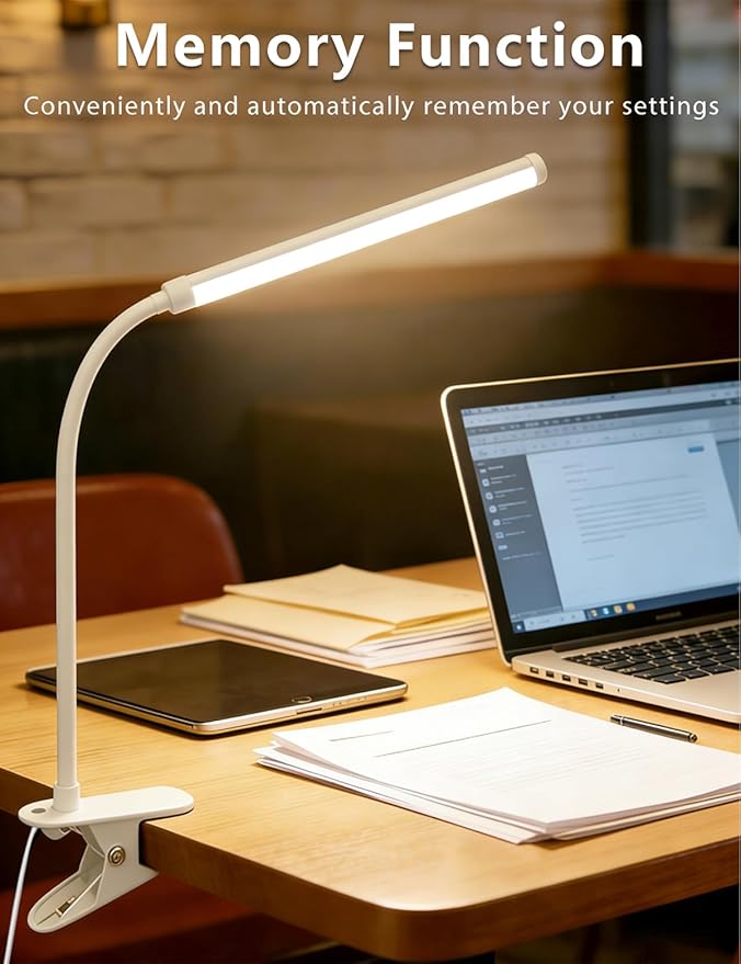Set of 2 LED Desk Lamp with Clamp for Office Home, Clip on Desk Light Bar with 360 Adjustable Neck, Monitor Light Bar for Drawing Desk, Work from Home Reading Light for Night Stands