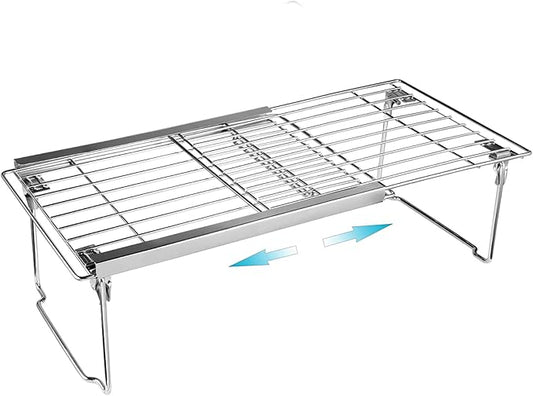Orgneas Expandable Cabinet Shelf Organizer, Adjustable Freezer Shelf 15.8"-22" Thickened Heavy Duty Organizer and Storage Shelf for Kitchen Cabinet Pantry Refrigerator