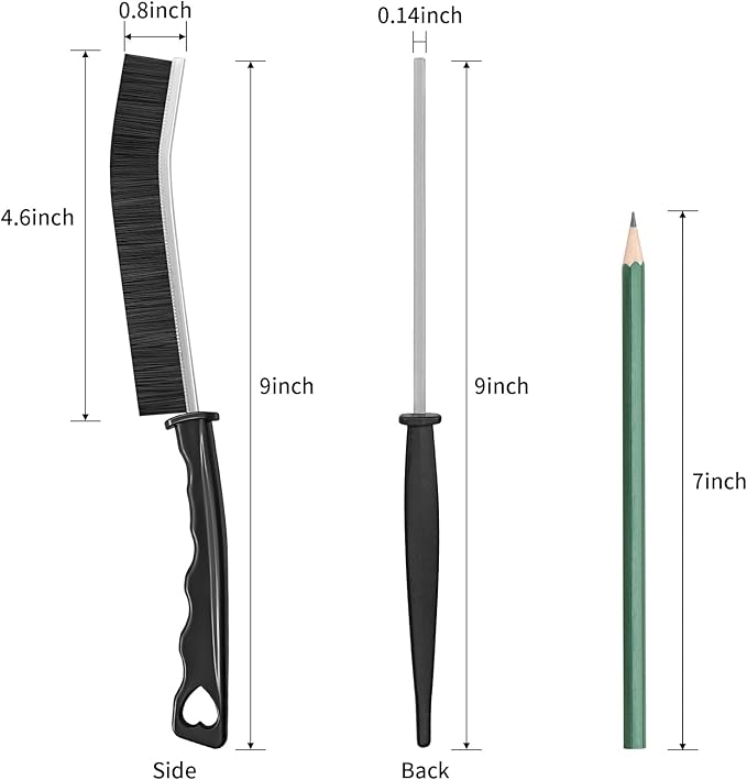 4TH Multi-Purpose Hard Bristle Crevice Cleaning Brush -Deep Reach Gap Cleaning Tool for Household Use -Versatile, Durable, Thin Brush to Clean Tight Spaces -4 Pcs, Black