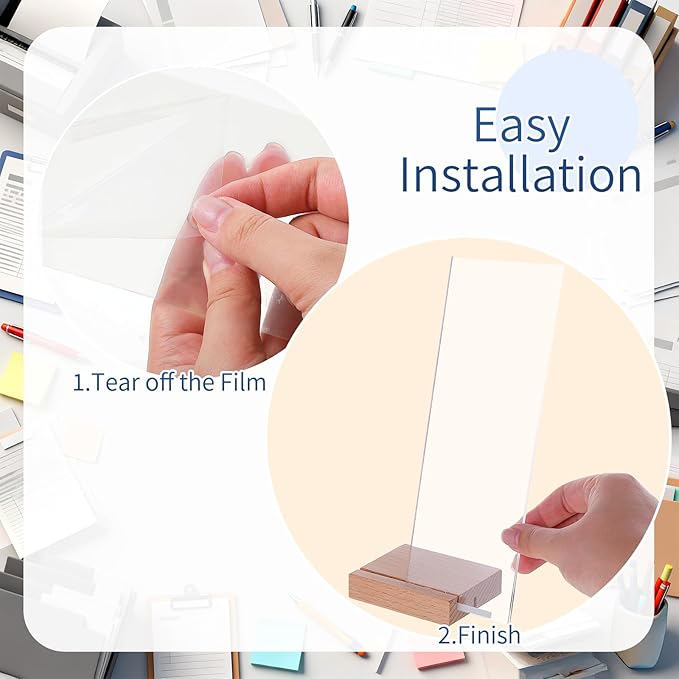 Monitor Memo Board with Removable Wooden Base Acrylic Portable Sticky Note Holder for Computer Monitors Office Desk Accessories, No Screen Damage, Fits Any Laptop and Desktop (2 Pcs)