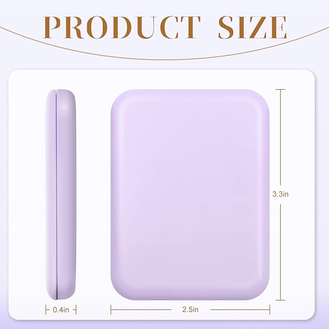 Compact Mirror, 1X/3X Magnification LED Pocket Mirror with Nternal BIattery, Mini Mirror for Purse, Pocket,Travel and Present (Purple)
