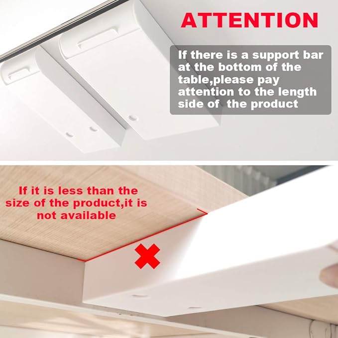 YOOUSOO 2 Pack Under Desk Storage Drawer Organizer, Hidden Slide Out Drawer Attachment, with Self - Adhesive Feature for Desktop and Table Organization, Hidden Under Desk