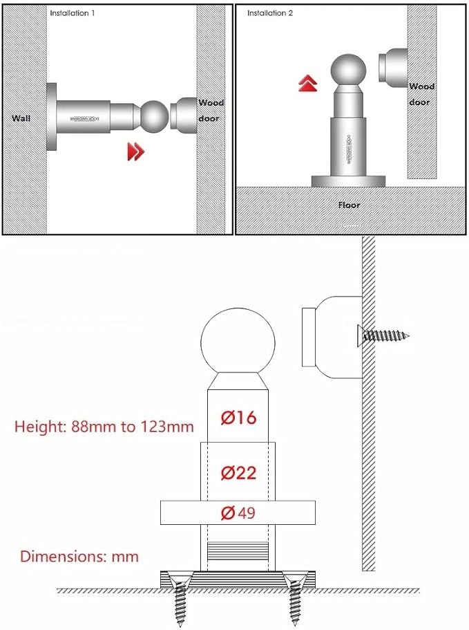 VIBORG Deluxe Solid Sus304 Stainless Steel Extra-Thick Casting Heavy Duty Adjustable Powerful Floor or Wall Mount Mounted Magnetic Doorstops Door Stopper Door Stop (1)