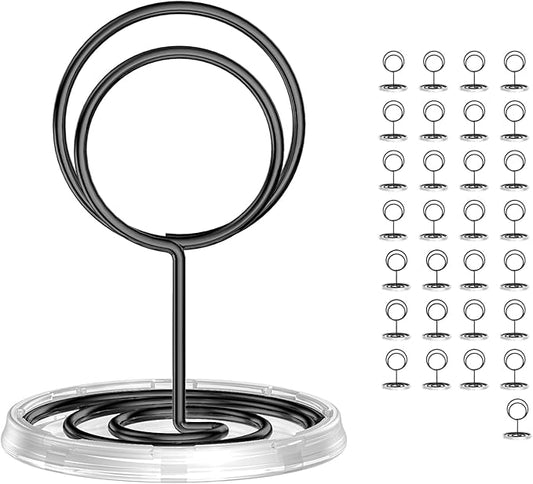 30Pcs Table Number Holders with Base, Place Card Holders, Wire Picture Holders, Small Table Card Holders, Photo Holders for Centerpieces, Wedding Reception, Party, Birthday (Gold) (Black, Normal)