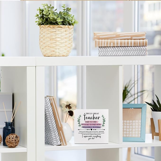 Teacher Gifts Wooden Box Sign Wall Decor Wooden Plaque Sign Teacher Appreciation Gifts for Teacher Office Bedroom Home Decor Desk Shelf Table Decor Graduation Retirement Teacher Birthday Gifts