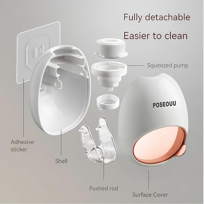 Toothpaste Dispenser Wall Mounted for Bathroom Automatic Toothpaste Squeezer for Kids and Adult with Custom Cleaning Brush & 2 Heavy-Duty Adhesive Pads (Rouge Powder)