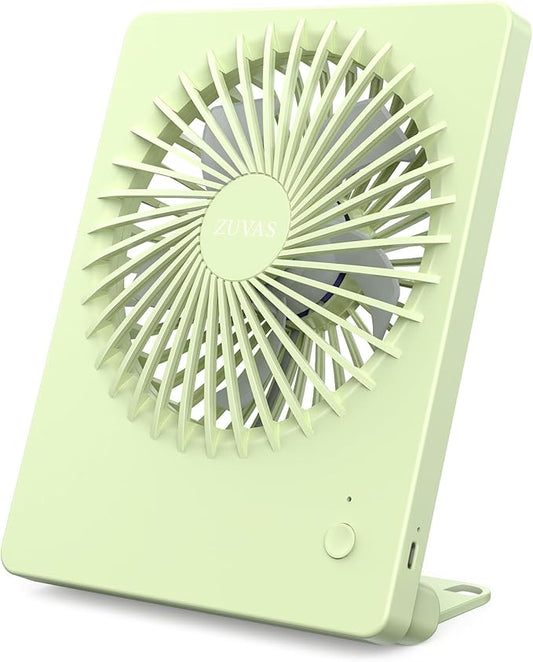 Zuvas Desk Fan Battery Operated Fan Rechargeable 180°Tilt Folding Personal Fan Ultra Quiet Small Portable 3 Speed Adjustable Strong Wind Fan For Office Bedroom Home Desktop Camping (Light Green)