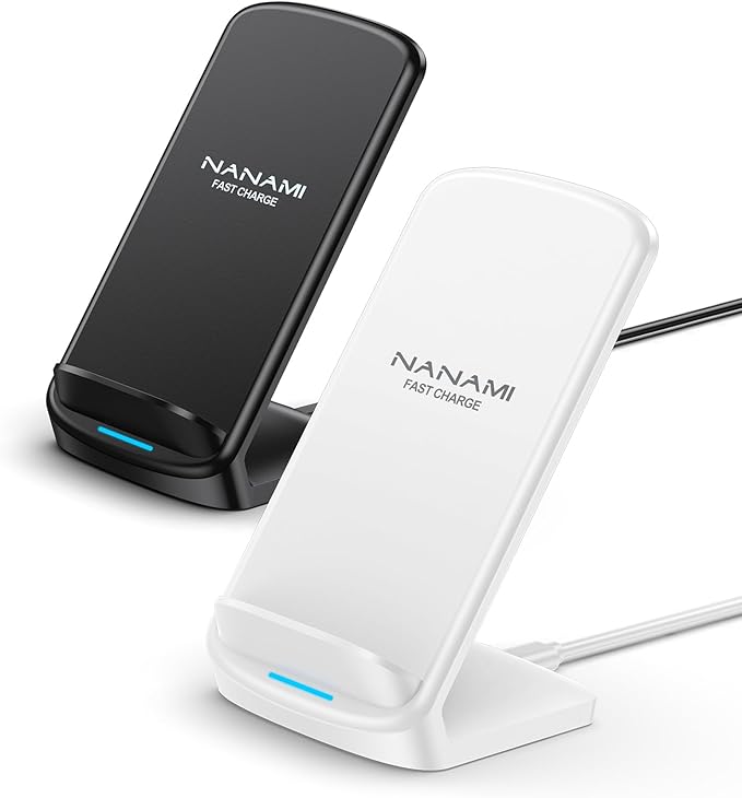 Wireless Charger Stand [2 Pack] - NANAMI 10W Qi-Certified Fast Wireless Charging Stand for Apple iPhone 17/17 Air/16/15/14/13/12 Pro,Desk Phone Charger Dock for Samsung Galaxy S24/S23/S22/S21, Pixel 6