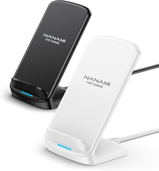 Wireless Charger Stand [2 Pack] - NANAMI 10W Qi-Certified Fast Wireless Charging Stand for Apple iPhone 17/17 Air/16/15/14/13/12 Pro,Desk Phone Charger Dock for Samsung Galaxy S24/S23/S22/S21, Pixel 6