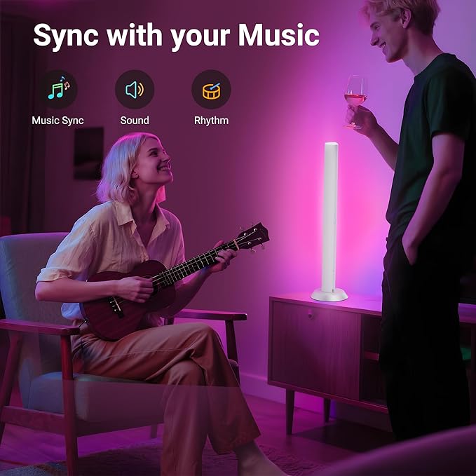 TJOY Smart Light Bars, RGB Table Desk Light Bar, TV Backlight with Music Sync, Game Lights with Scene Modes, 60 Lumens, Atmosphere Lighting for PC, Gaming, LED Light Bar for Room(White)