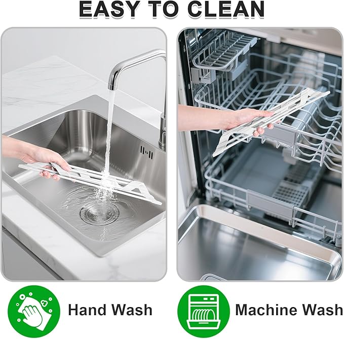 Triangular Sink Rack, Multi-Functional Rack Above the countertop, Foldable Sink Drying mat, Heat-Resistant, Non-Slip, and Rust-Proof Dish Rack (White)
