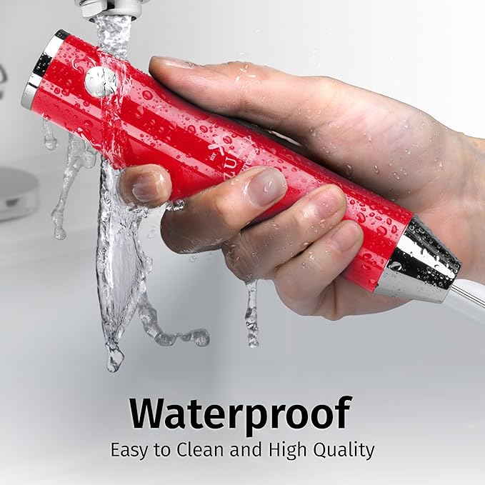 Zulay Kitchen Rechargeable Milk Frother Handheld Lux - Powerful 2-Speed Motor, Waterproof, 2000mAh Battery - Drink Mixer for Latte, Cappuccino, Matcha & Protein Powder - Scarlet