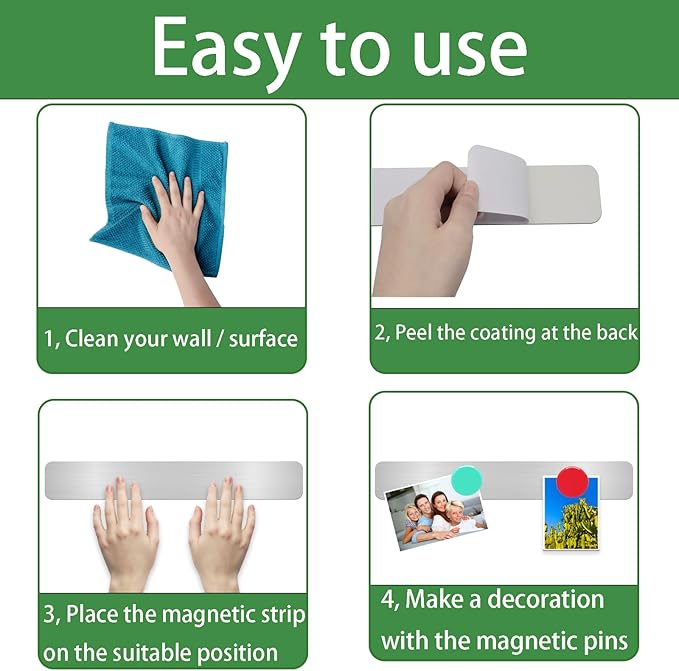 Magnetic Board Frameless Stainless Iron Board Strips Magnetic Strips with Adhesive Backing Magnet Board Magnetic Bulletin Board Bar Memo Board with 10pcs Colorful Magnets for Home Office (5PCS)