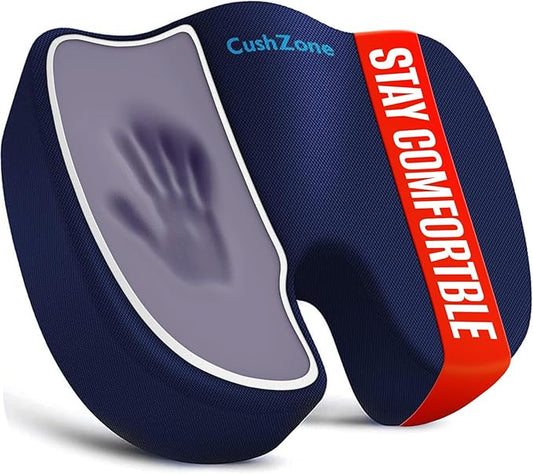 XXL Seat Cushion Office Car Seat Cushion, Memory Foam Cushion for Office Chair, Car Seat, Airplane, Bleacher Non-Slip Chair Pad, Butt Pillow for Desk, Wheelchair, Car (Blue)