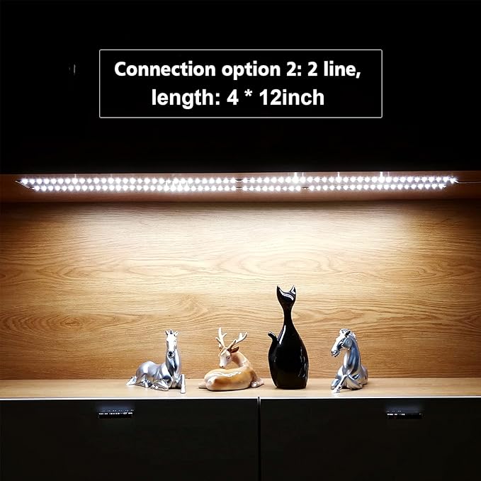 WOBANE LED Display Light Kit, Set of 8x12 inch LED Strip Bar, Cabinet Lighting for Showcase, Bookshelf,Kitchen Counter,Shelves,Rope Lighting with 24W Adapter,6000K White DIY Lamp,Cross Light