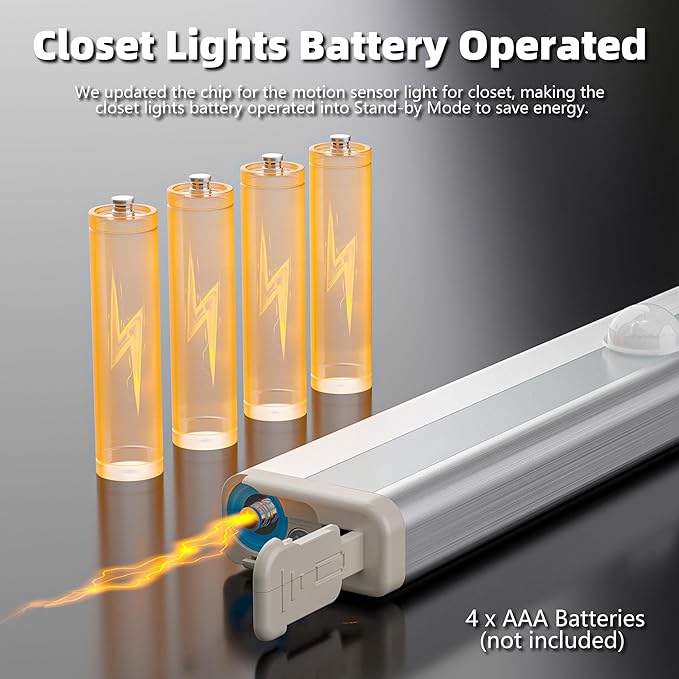 Under Cabinet Lights, 10LED Battery Motion Sensor Light Indoor Magnetic Stick-Anywhere Closet Lights for Stair Kitchen Wardrobe Hallway(6 Pack)