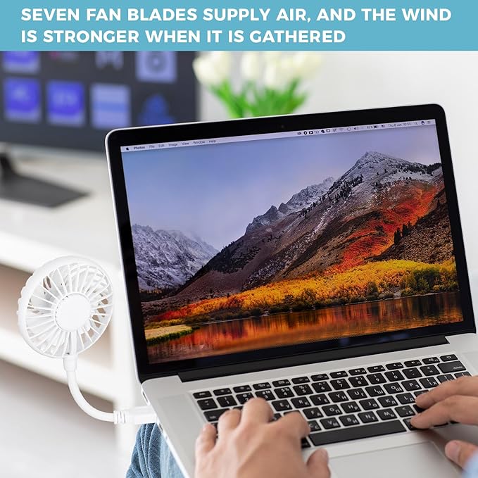 2 Pcs USB Fan Mini Portable Fan for 360 Degree Rotation USB Desk Fan Small Personal Fan Compatible with All USB Outputs Such as Laptop/Power Bank/Plug for Travel Commute Office Camping