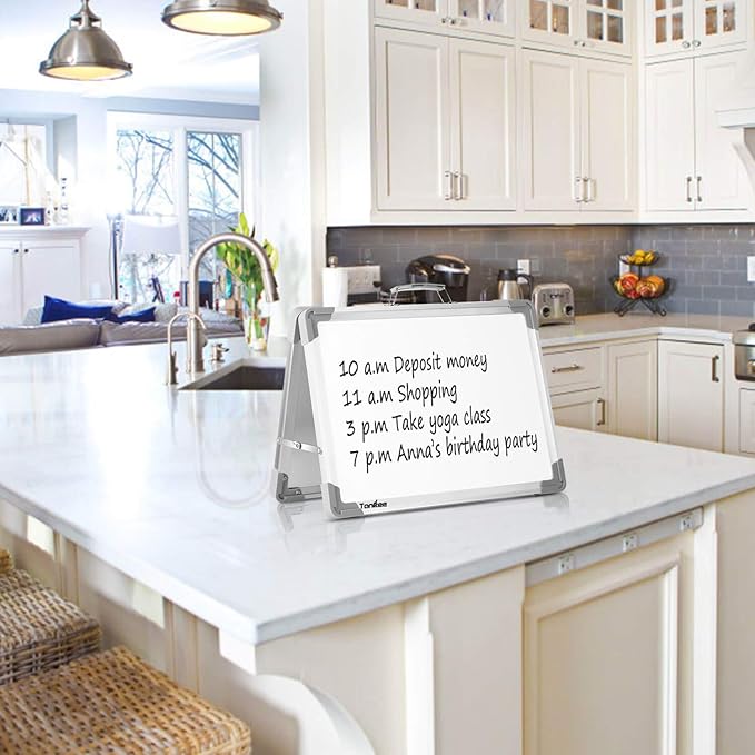 Small Dry Erase White Board – TANKEE Magnetic Desktop Foldable Whiteboard Portable Mini Easel Double Sided on Table Top with Holder for Drawing, Teacher Instruction, Memo Board