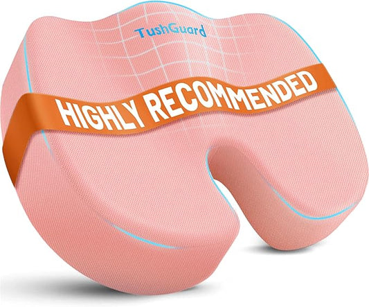 TushGuard Seat Cushion, Office Chair Cushions, Car Seat Cushion, Non-Slip Sciatica & Back Coccyx Tailbone Pain Relief Chair Pad, Memory Foam Butt Pillow for Computer Desk, Office Chair(Pink, XXL)