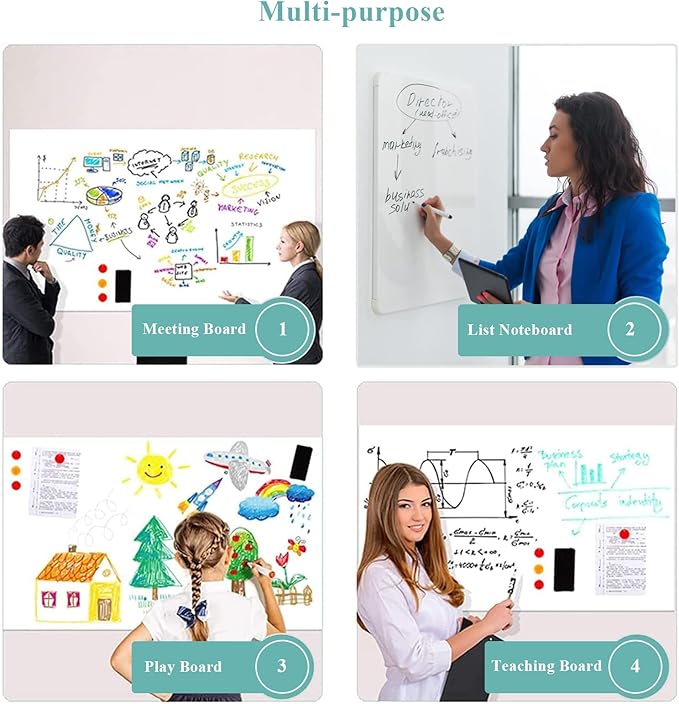 Small Self-Adhesive Whiteboard Sticker: 12" x 18" Magnet Receptive Dry Erase Wall Decal | No Ghosting Memo Board for Kitchen Cabinet, Locker & Desk | Peel & Stick to Do List