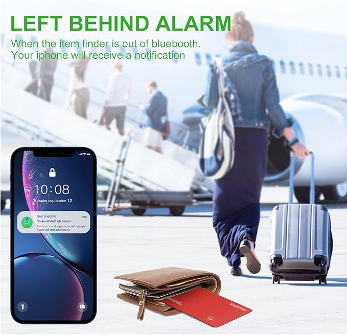 SMART LB Wallet Tracker Card Like Apple Air Tag Work with Apple Findmy(iOS only), Thin Wallet Finder with Wireless Charger(Not Include Charger), air Tags Card Tracker (Red, Card)