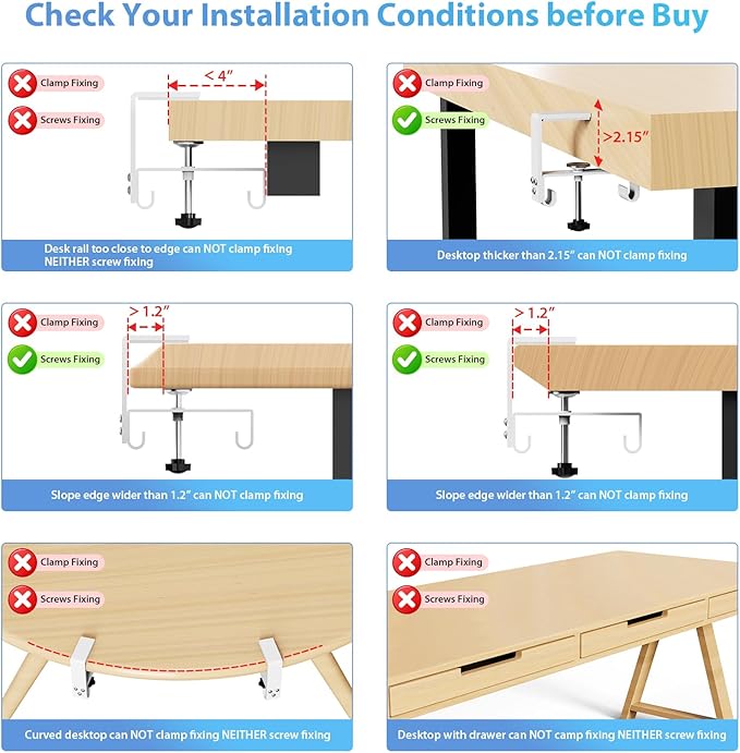 KEEGH Large 36" Under Desk Cable Management Tray - Under Desk Cord Organizer - Clamp/Screw Mount - Support Upto 70lbs - Wire Management - Gaming/PC Cable Tray - Cord Hiders for Office/Home, White