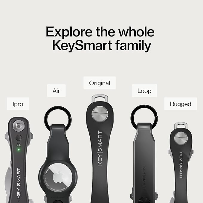 KeySmart Original Key Holder - Compact Key Organizer for Key Chain, Minimalist Clutter-Free EDC Keychains Key Ring, Black, 14 Keys