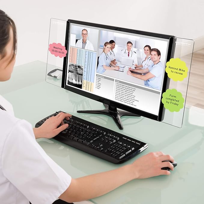 Zonon 6 Pieces Monitor Memo Board, Memo Boards for Computers Transparent Acrylic Monitor Side Panel Office Desk Accessories Desktop Computer Sticky Note Holder for Office Home Work Desk